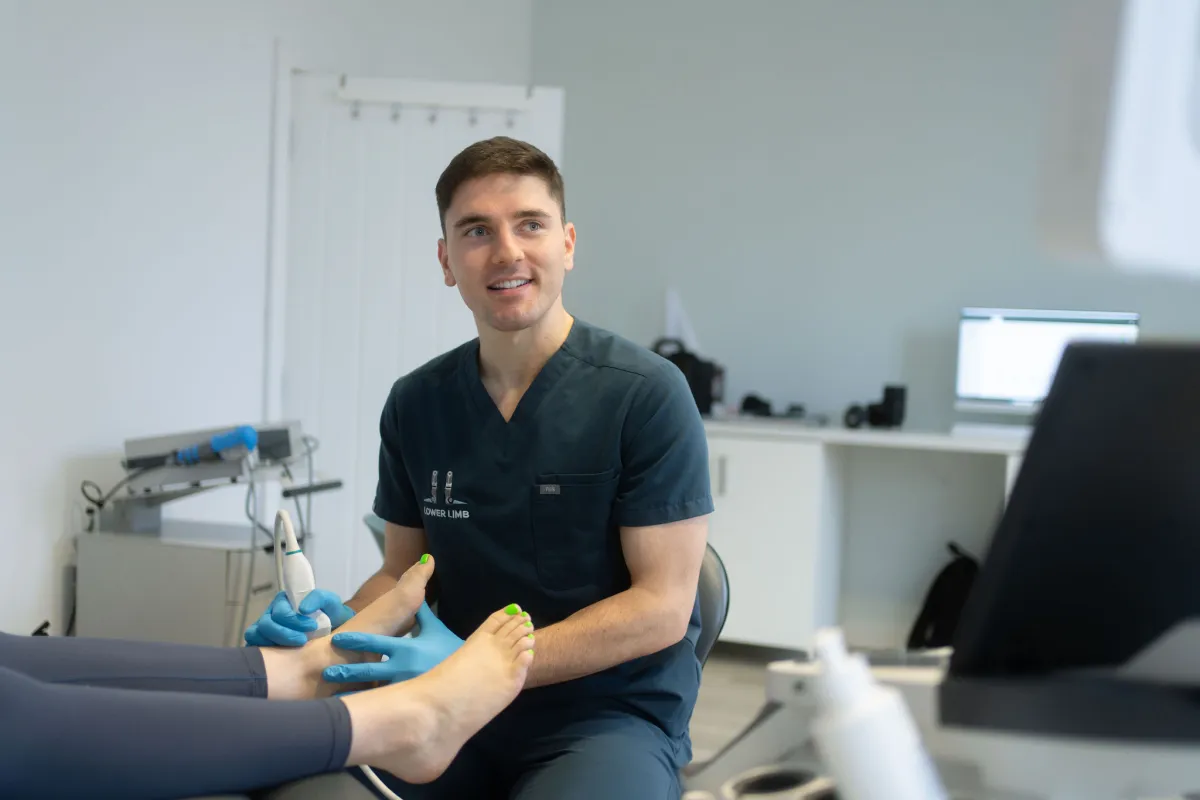 Diagnostic ultrasound scan of the heel at Lower Limb Dublin in Clontarf